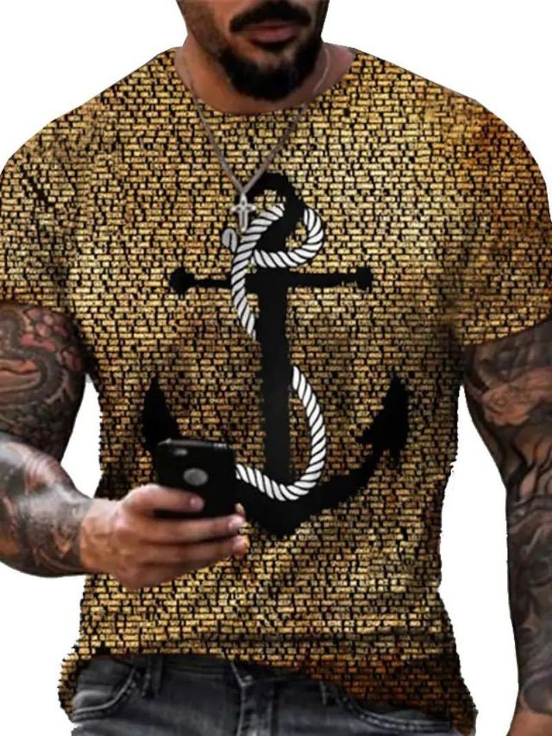 Anchor 3D Printed T Shirt Men Summer Beach Casual Short Sleeve Sports Male Tees T Shirts