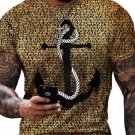 Anchor 3D Printed T Shirt Men Summer Beach Casual Short Sleeve Sports Male Tees T Shirts