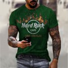 Men's Fashion Retro Hard Rock Cafe Print T-Shirt Casual O-Neck Short Sleeve Streetwear Summer Top
