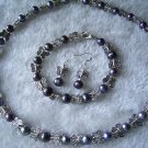 Black pearl-butterfly Jewelry Set