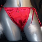 Red Satin Lingerie Santa Jingle Bell Maribou Marabou Feather Christmas Panties