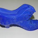 Fenton Cat Head Collectible Blue Slag Glass Shoe