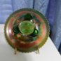 Northwood Green Footed Carnival Glass Plate