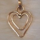 10 kt. Gold double heart pendant 1 1/4" long