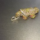 Unikite Geico Lizard pendant  sterling silver wrap