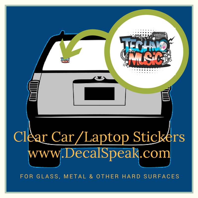 Techno Music Clear Car/Laptop Sticker