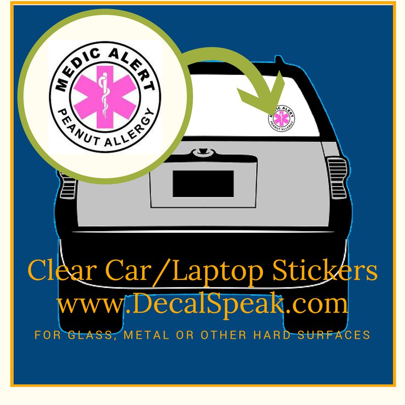 Medic Alert Peanut Allergy Clear Car/Laptop Sticker