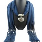Blue Scarf Double sided Heart Pendant