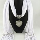 White Scarf Faux Gem Heart Pendant