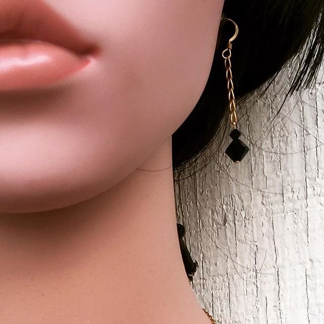 essem JAC "Customizable" Swarovski Crystals & Gold Filled Chain Drop Earrings