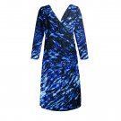 2FOR1 V neck tunic faux warp dress 3/4 Sleeve Printed Jersey Summer Party Formal Bold Color