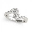 14K White Gold Curved Band Style Two Diamond Ring (5/8 ct. tw.)