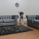 Silver Velvet Chesterfield Sofa - Sofas and Co