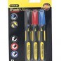 STANLEY FATMAX PERMANENT MARKER PENS 3 COLOURS OIL & WATER RESISTANT CHESEL 0-47