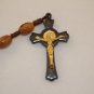rosary with dark wood handmade and metal cross