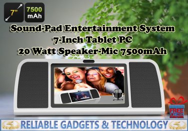 Sound Pad Entertainment System - 7 Inch Tablet PC: 20 Watt Speaker, Mic, 7500mAh