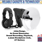 Sound Amplifier 100m Range 8x Zoom Monocular Sound Recording Playback 3.5m Jack