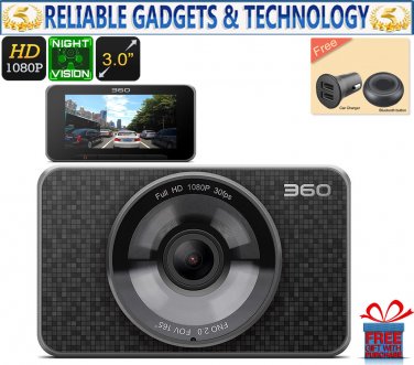 HD DashCam 360 Full 1080P 60FPS 3" Display 1/2.7 Inch CMOS Sensor Night Vision