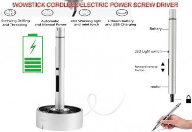 Wowstick LED 1/8 Inch Cordless Electric Screwdriver, Charge Dock, 100rmp, PC +
