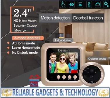 Peephole Camera 2.4-Inch Display 1MP CMOS 160-Degree Angle Night Vision IR Cut