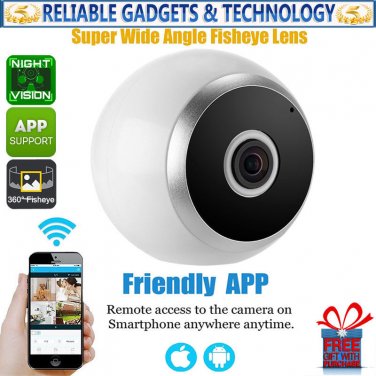 360-Degree IP Camera - Motion Detection, WiFi, Night Vision, App, HD, SD 1.3Inch