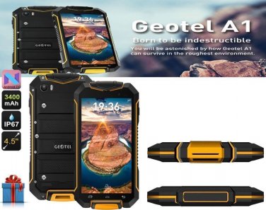 Geotel A1 Rugged Smartphone: Android 7.0, QuadCore,  8MP, 2-IMEI, IP67, 4.5-Inch