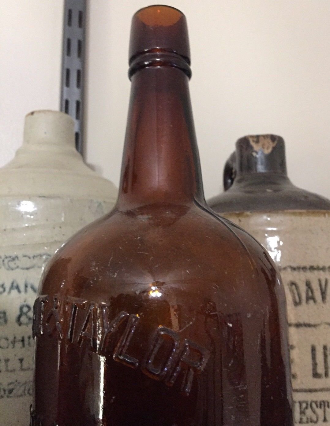 Wright & Taylor 1890s Amber Quart Whiskey Cork Bottle Louisville, Kentucky