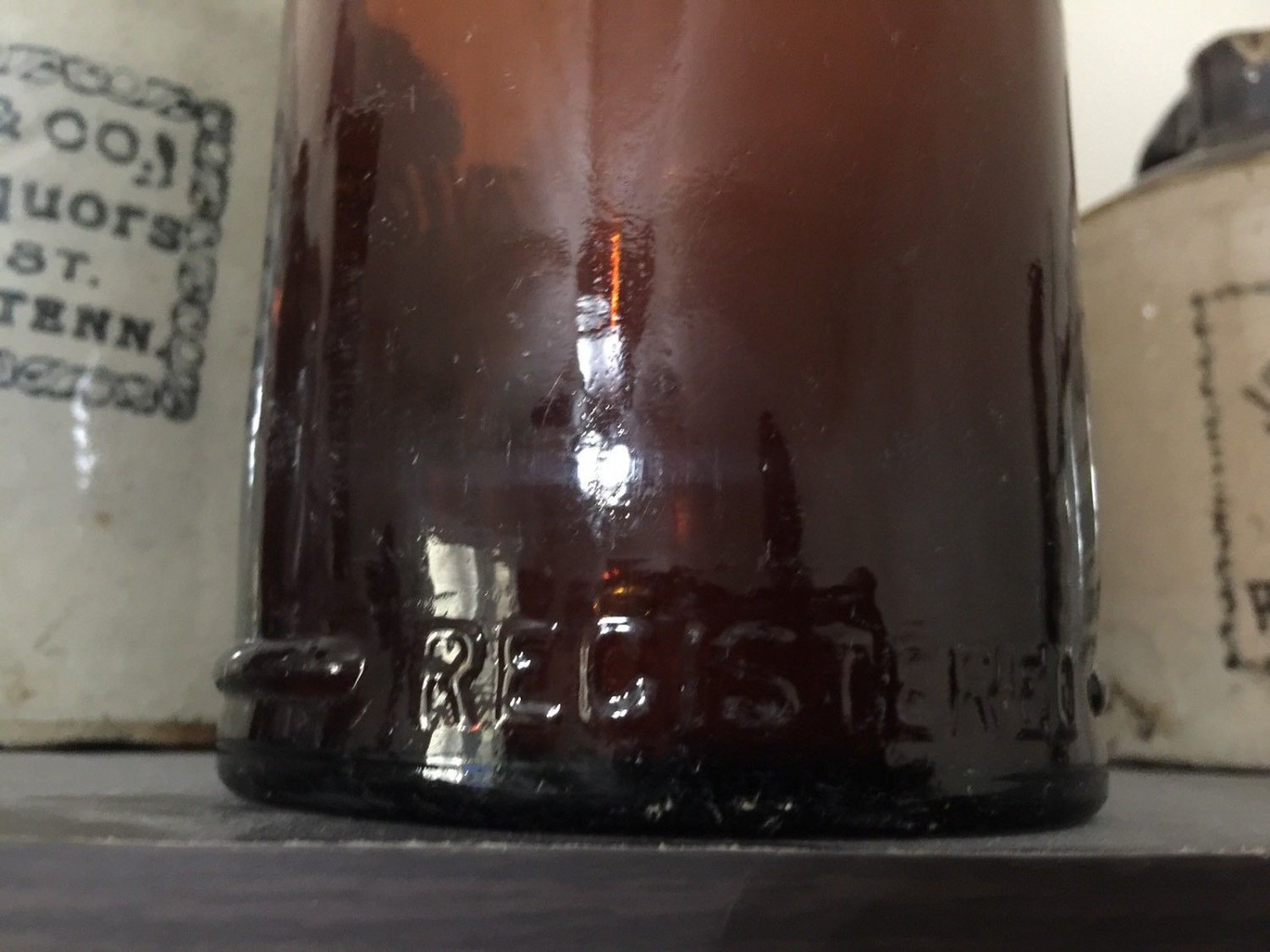 Wright & Taylor 1890s Amber Quart Whiskey Cork Bottle Louisville, Kentucky