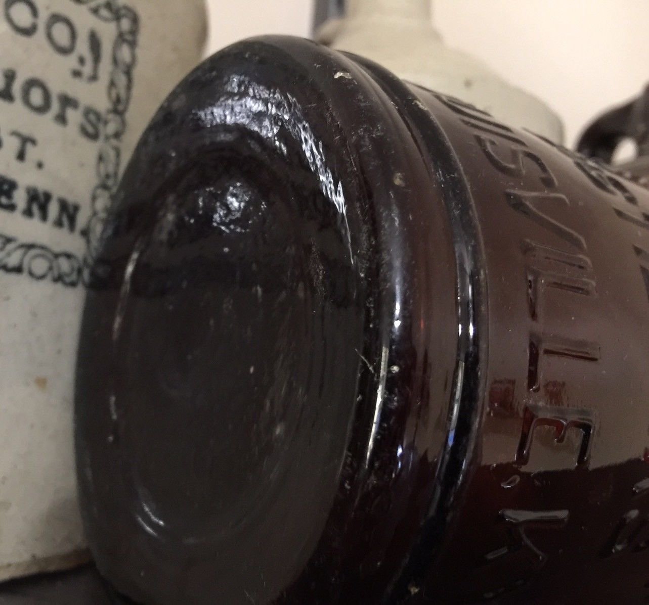 Wright & Taylor 1890s Amber Quart Whiskey Cork Bottle Louisville, Kentucky