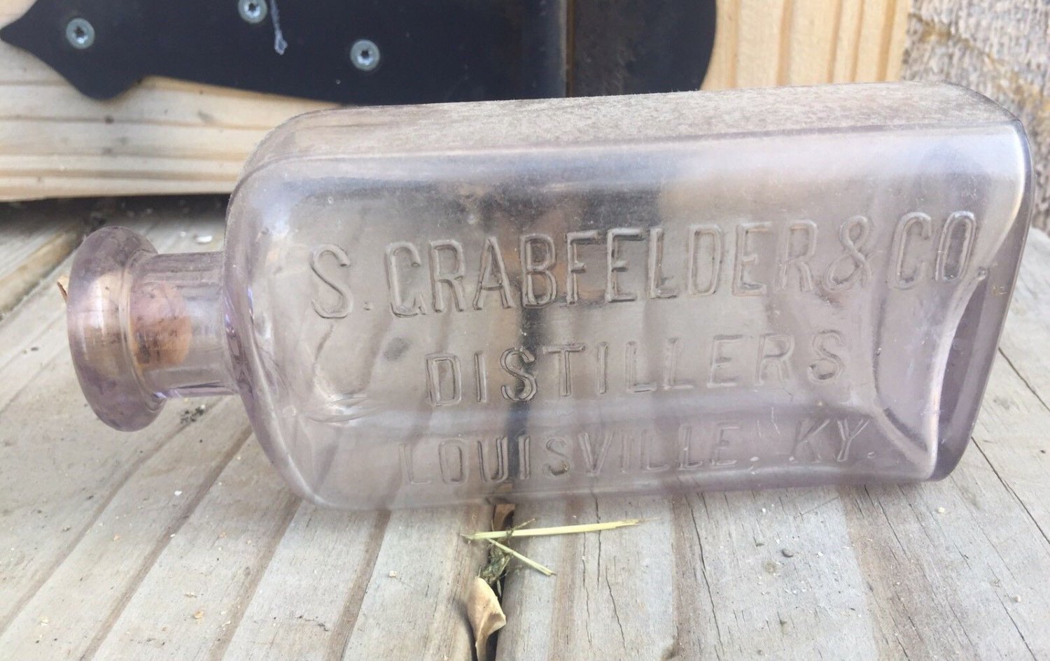 Vintage S Crabfelder Distillery 1890s 1/2 Pint Cork Bottle Louisville,Ky
