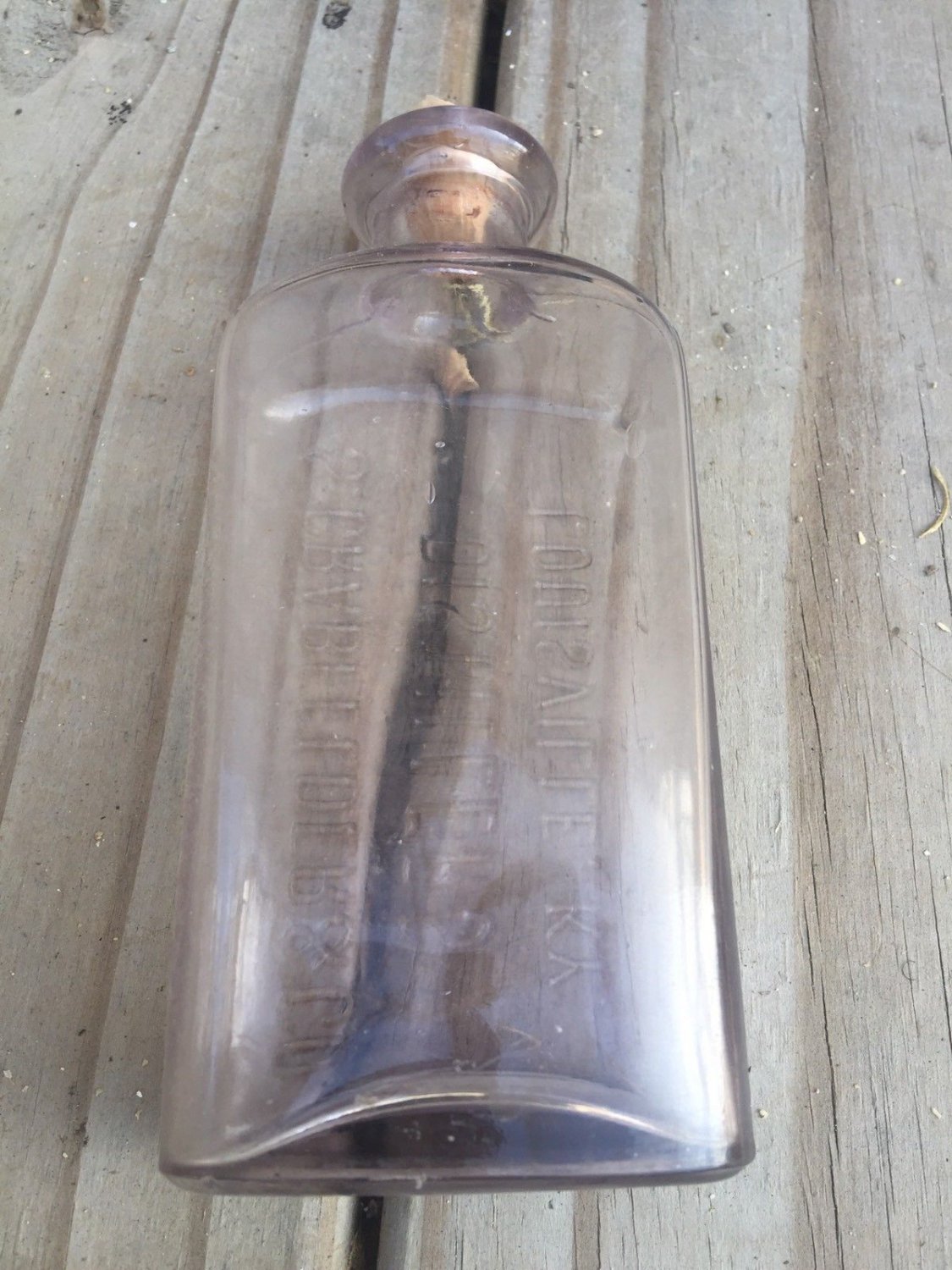 Vintage S Crabfelder Distillery 1890s 1/2 Pint Cork Bottle Louisville,Ky