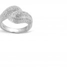 52 Round Cut Diamonds/18k White Gold/Sterling Silver/Size 7 Ring
