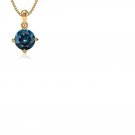 1/3 Carat Round Cut Columbia Blue Diamond/10kt Gold Pendant/0.33 Grams