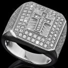 Christian Cross 140 AAA Created Diamonds 0.925 Sterling Silver Men's Size 7 Ring