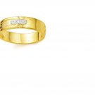 5 Round Cut Diamonds/18k Yellow Gold/Sterling Silver/Size 7 Ring