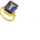 Mystic Gemstone/4 Round Cut Diamonds/Sterling Silver/Size 7 Ring