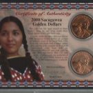 Rare 2000 Sacagawea Golden Dollars P & D Set COA Teton Letter Glenna Goodacre