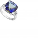 Blue Mystic Gemstone/16 Round Cut Diamonds/Sterling Silver/Size 7 Ring