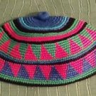 African Burkina Cap Hat Hand Woven 100 % Cotton 21" Boho Blue Pink Mulitcolor