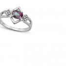 Oval Cut Mystic Gemstone/8 Round Cut Diamonds/Sterling Silver Ring/Size 7