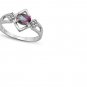 Oval Cut Mystic Gemstone/8 Round Cut Diamonds/Sterling Silver Ring/Size 7