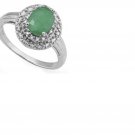 2 KT Emerald Created 10 Genuine Round Cut Diamonds Sterling Silver Size 7 Ring
