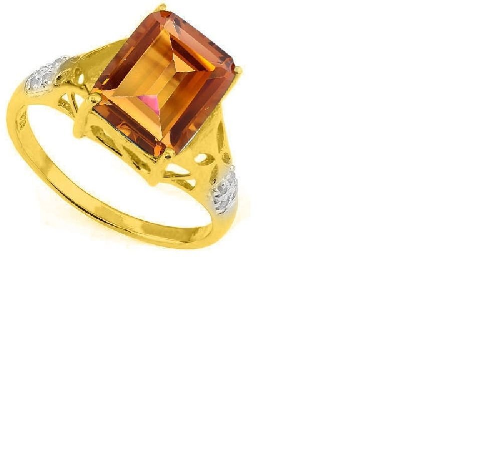 Azotic Gemstone/8 Round Cut Diamonds/Sterling Silver/Size 7 Ring