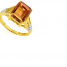 Azotic Gemstone/8 Round Cut Diamonds/Sterling Silver/Size 7 Ring