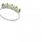 Green Marquise Cut Peridot/6 Round Cut Diamonds/10kt Gold/Size 7