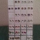 Lot of 30 Crystal Zirconia Cube Stud Earrings with Holder Stand Multiple Colors