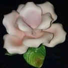 Vintage Pink Rose Ceramic Flower Candle Holder 4" x 3"