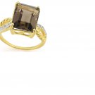 Topaz Gemstone/10 Brilliant Cut Diamonds/Platinum/Sterling Silver/Size 7 Ring