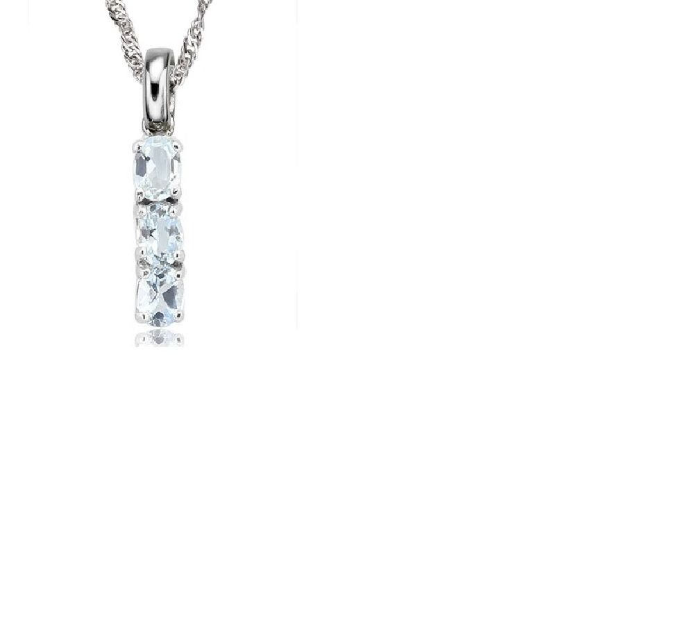 3 Oval Cut Very Good Sky Blue Topaz/0.925 Sterling Silver Pendant 0.99 Grams