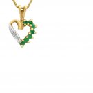 7 Emeralds/Diamond/10kt Gold Heart Pendant